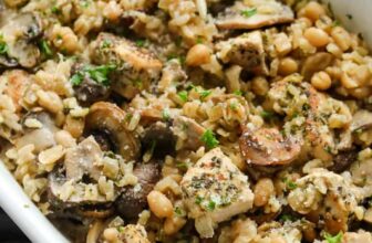 Rooster and Mushroom Casserole {With Rice!}